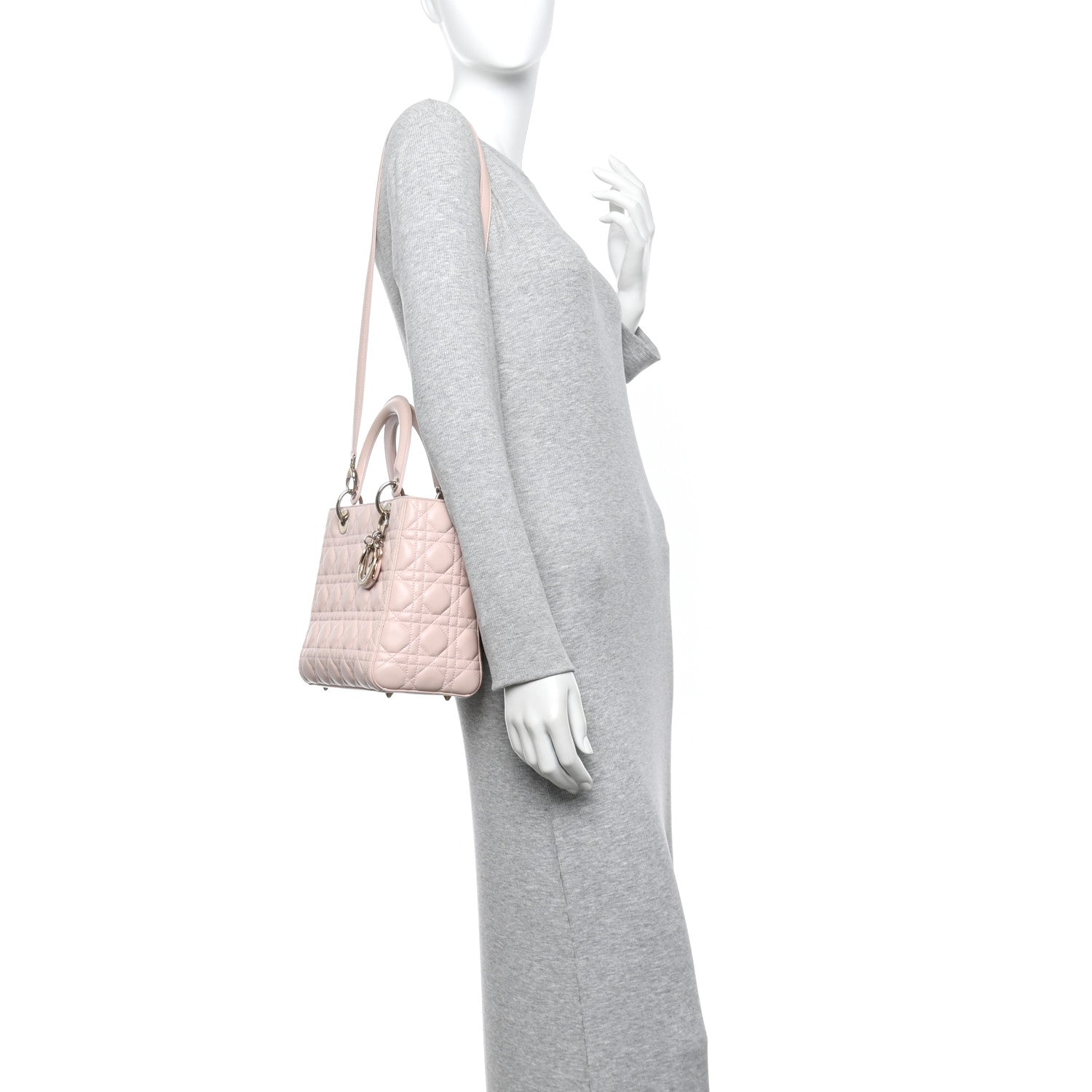 Christian Dior Lambskin Cannage Medium Lady Dior Light Pink 2 of 14