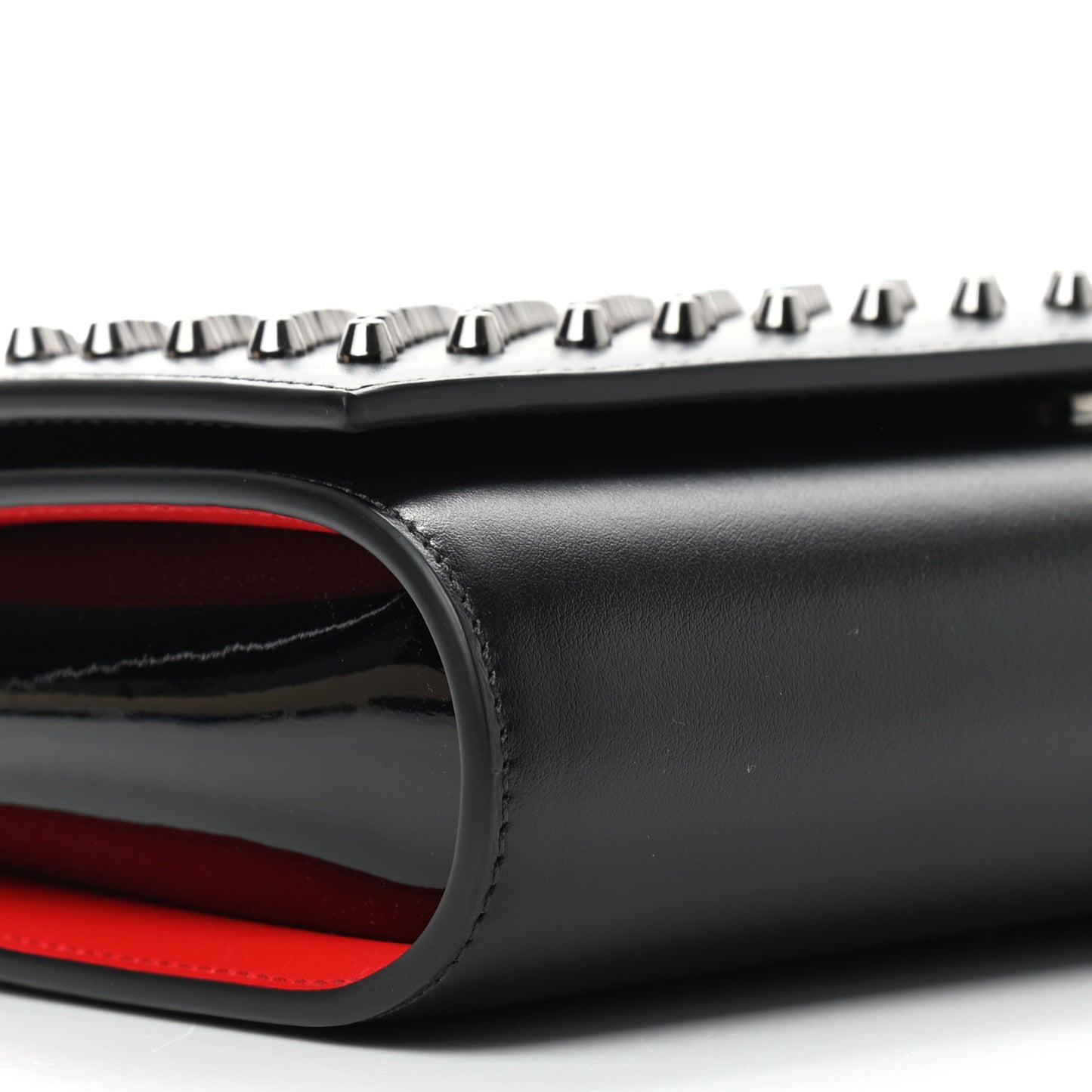 Calfskin Patent Spikes Paloma Clutch Black