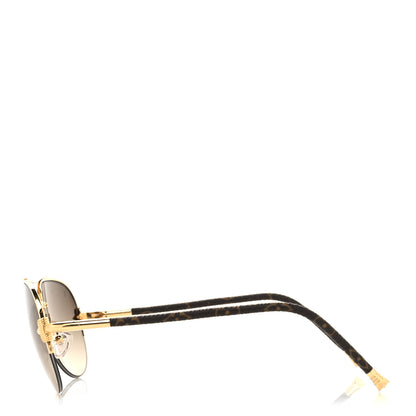 Louis Vuitton Monogram Petite Viola Pilote Aviator Sunglasses Z0571U Brown 3 of 7