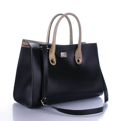 Jimmy Choo Calfskin Snakeskin Embossed Riley Tote Black 4 of 6