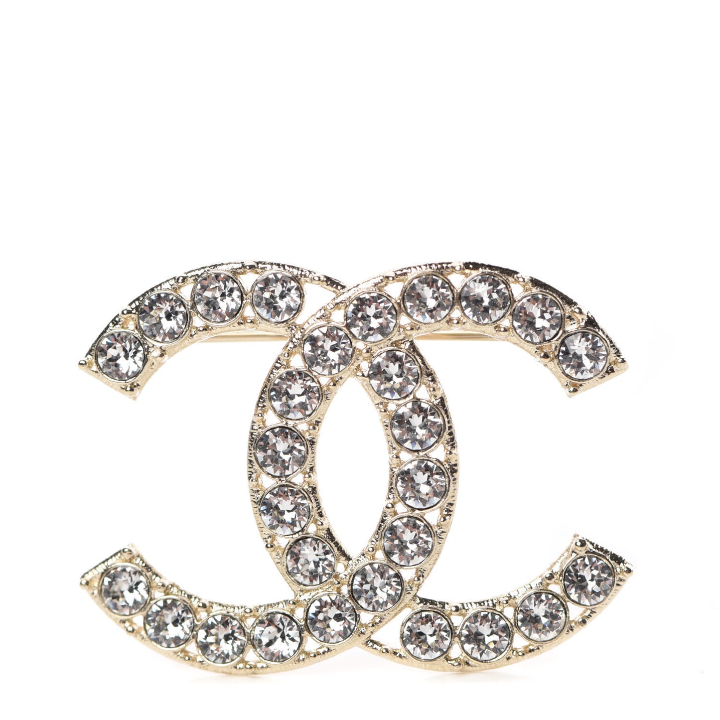 Crystal CC Brooch Light Gold