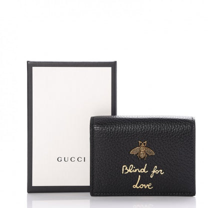 Gucci Pebbled Calfskin Animalier Card Case Black 8 of 8
