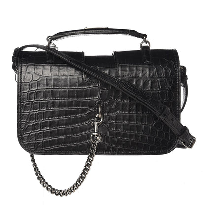 Saint Laurent Crocodile Embossed Medium Charlotte Messenger Bag Black 1 of 8