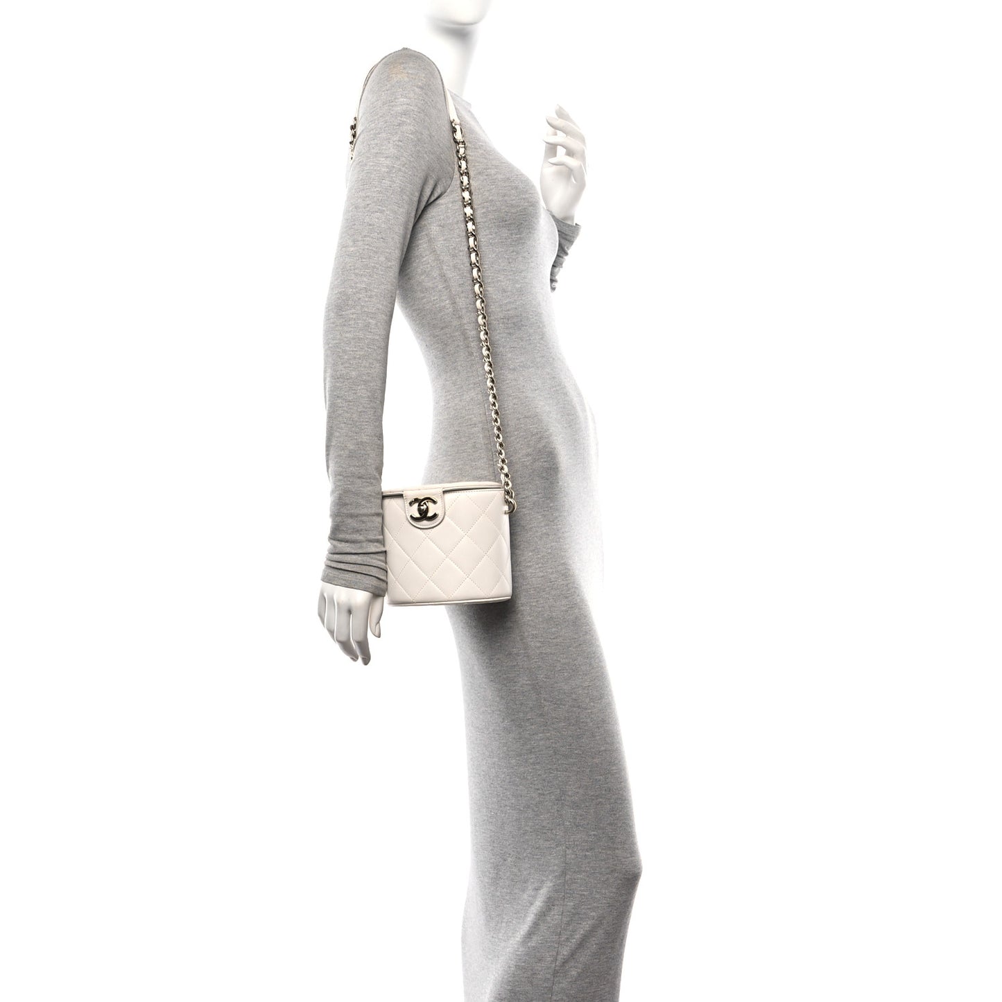 Lambskin Resin Elegant Chain Vanity Case White
