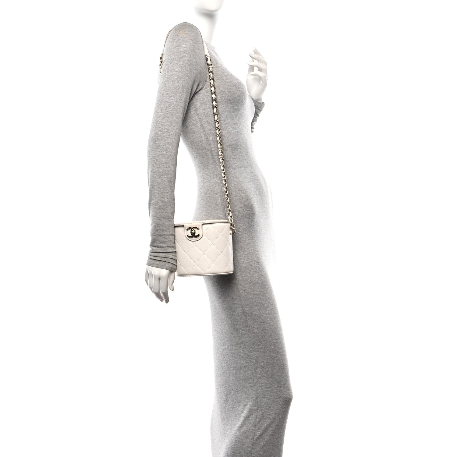 Chanel Lambskin Resin Elegant Chain Vanity Case White 2 of 11