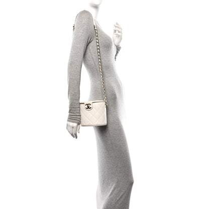 Chanel Lambskin Resin Elegant Chain Vanity Case White 2 of 11