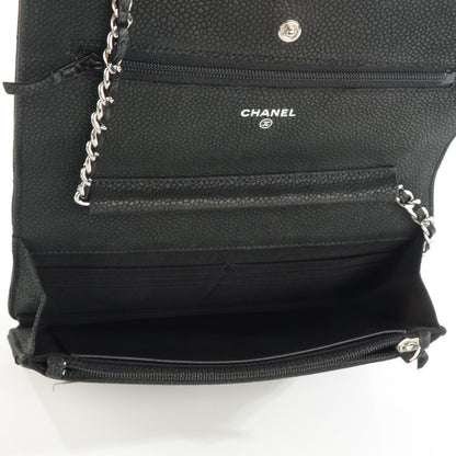 Chanel Iridescent Caviar Quilted Wallet on Chain WOC Black 4 of 7