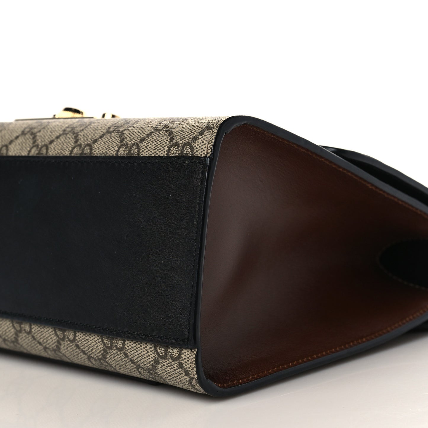 GG Supreme Monogram Calfskin Medium Padlock Shoulder Bag Beige Black Cuir