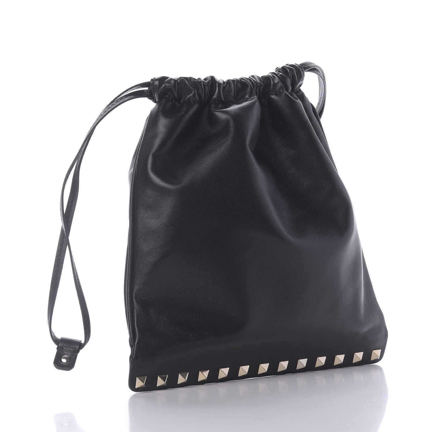 Valentino Garavani Calfskin Rockstud Drawstring Pouch Black 3 of 9