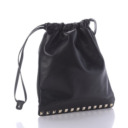 Valentino Garavani Calfskin Rockstud Drawstring Pouch Black 3 of 9