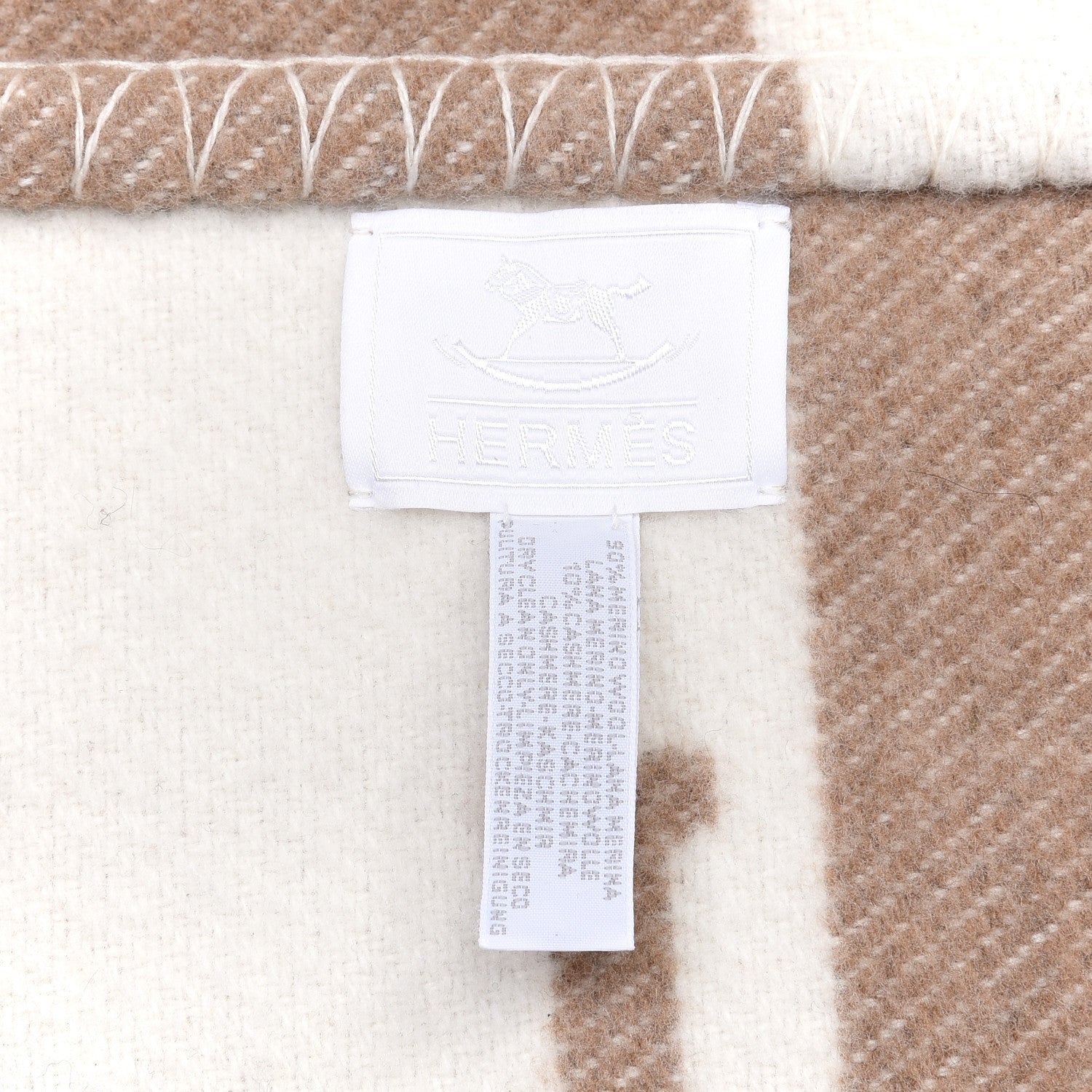 Hermes Wool Cashmere Avalon Baby Blanket Noisette Moyen White 6 of 6