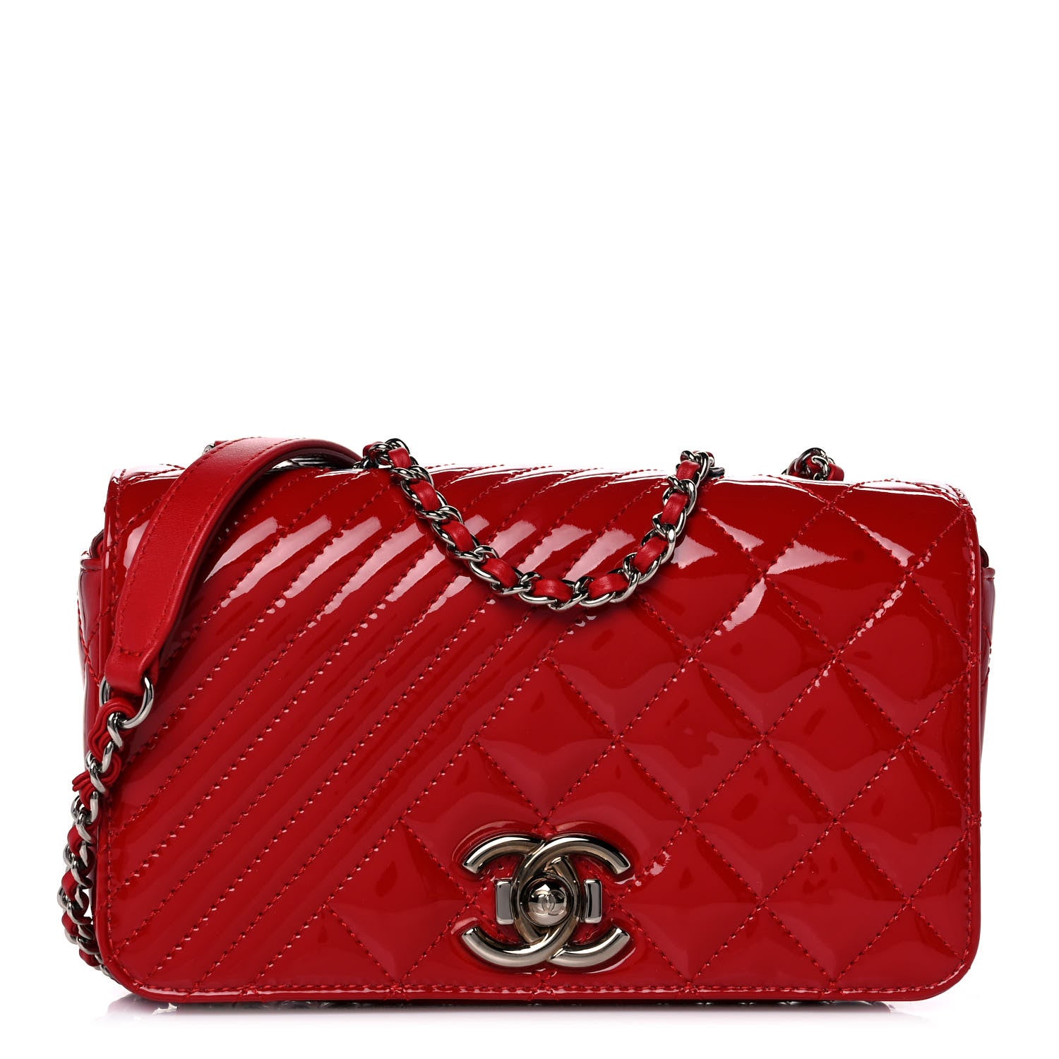 Chanel Patent Quilted Small Coco Boy Flap Red 1 of 11