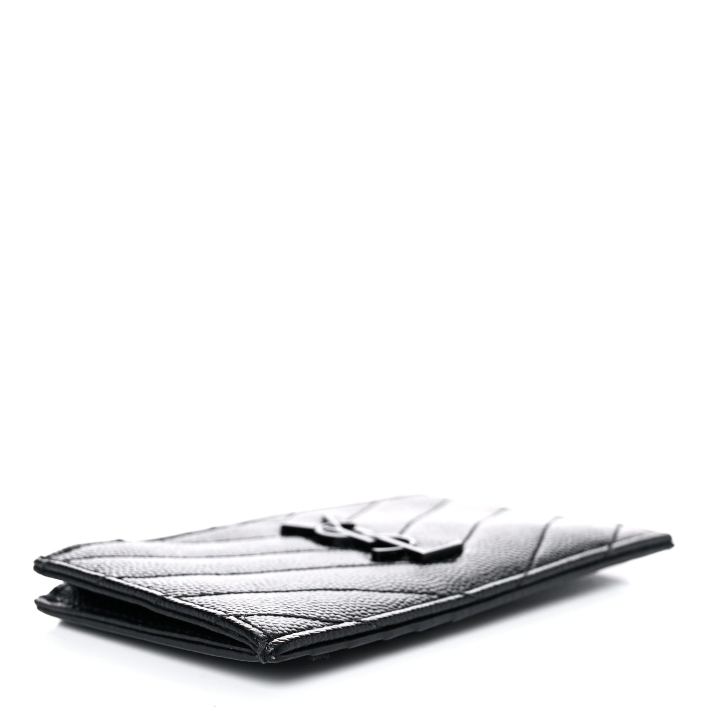 Grain De Poudre Matelasse Chevron Monogram Fragments Zippered Card Case Black