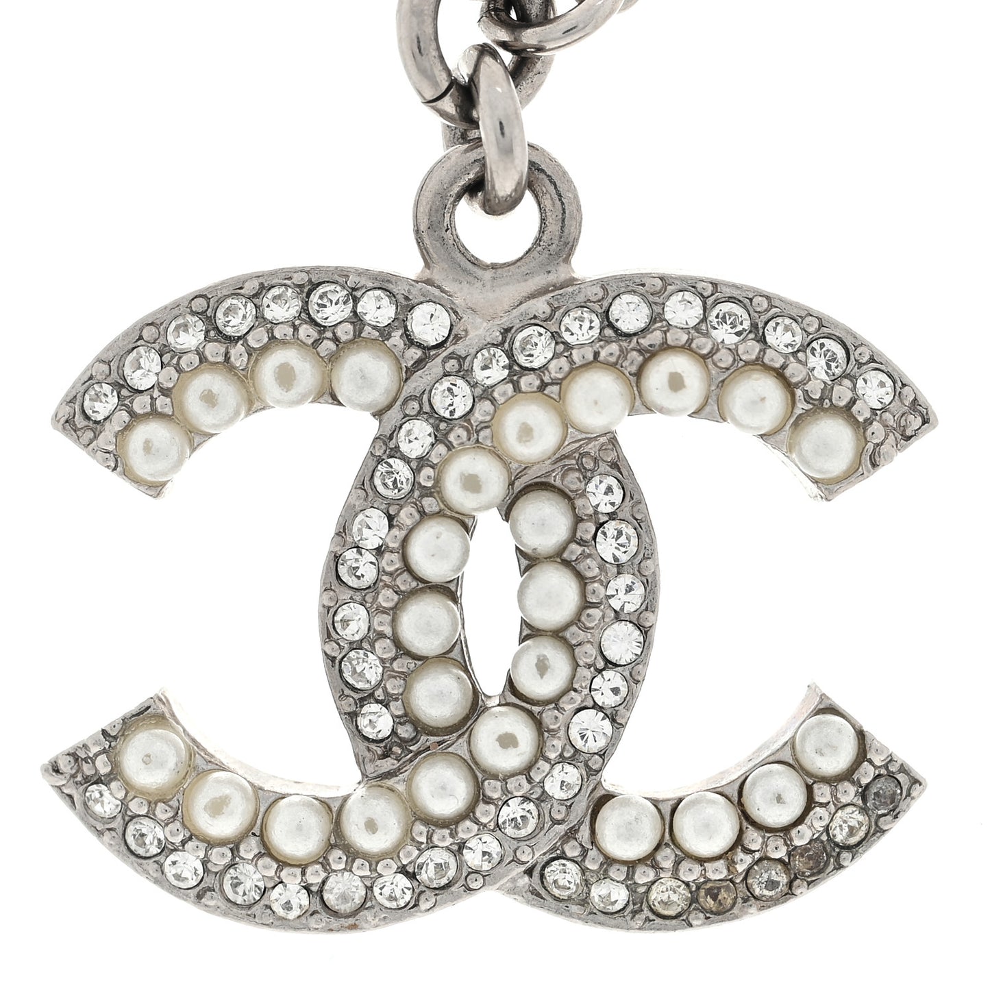 Pearl Crystal CC Bracelet Silver