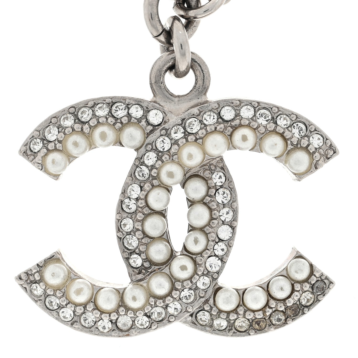 Chanel Pearl Crystal CC Bracelet Silver 4 of 4