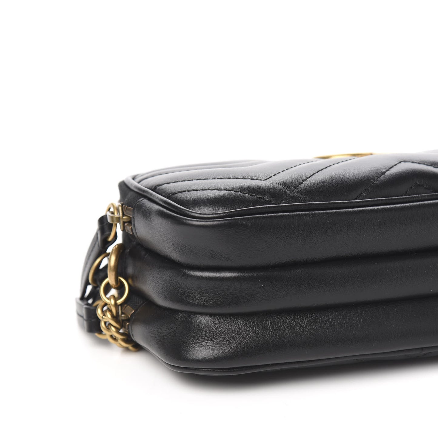 Calfskin Matelasse Mini GG Marmont Chain Crossbody Bag Black