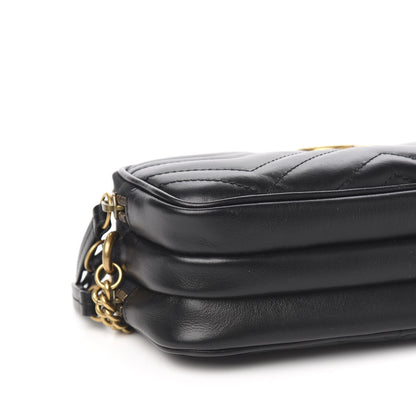 Gucci Calfskin Matelasse Mini GG Marmont Chain Crossbody Bag Black 9 of 12