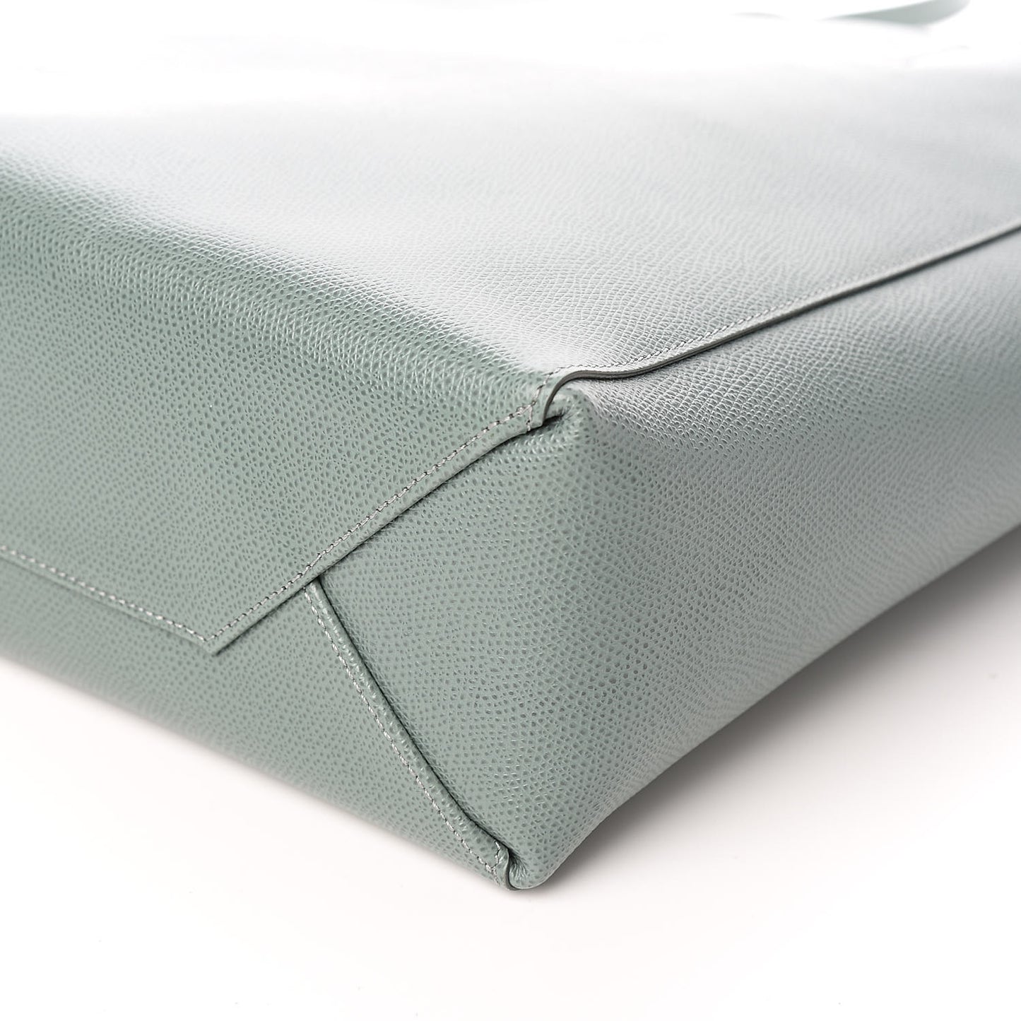 Grained Calfskin Small Vertical Cabas Green