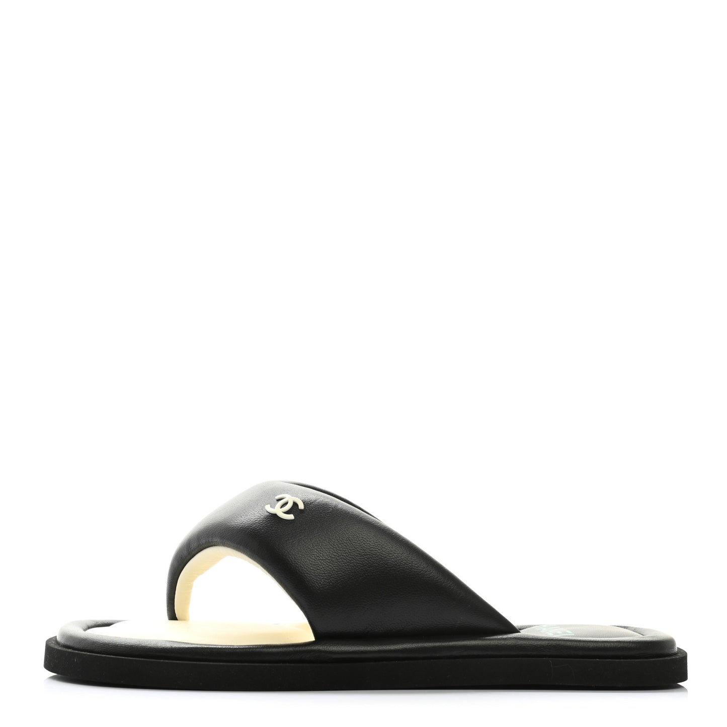 Lambskin CC Thong Sandals 38 Black