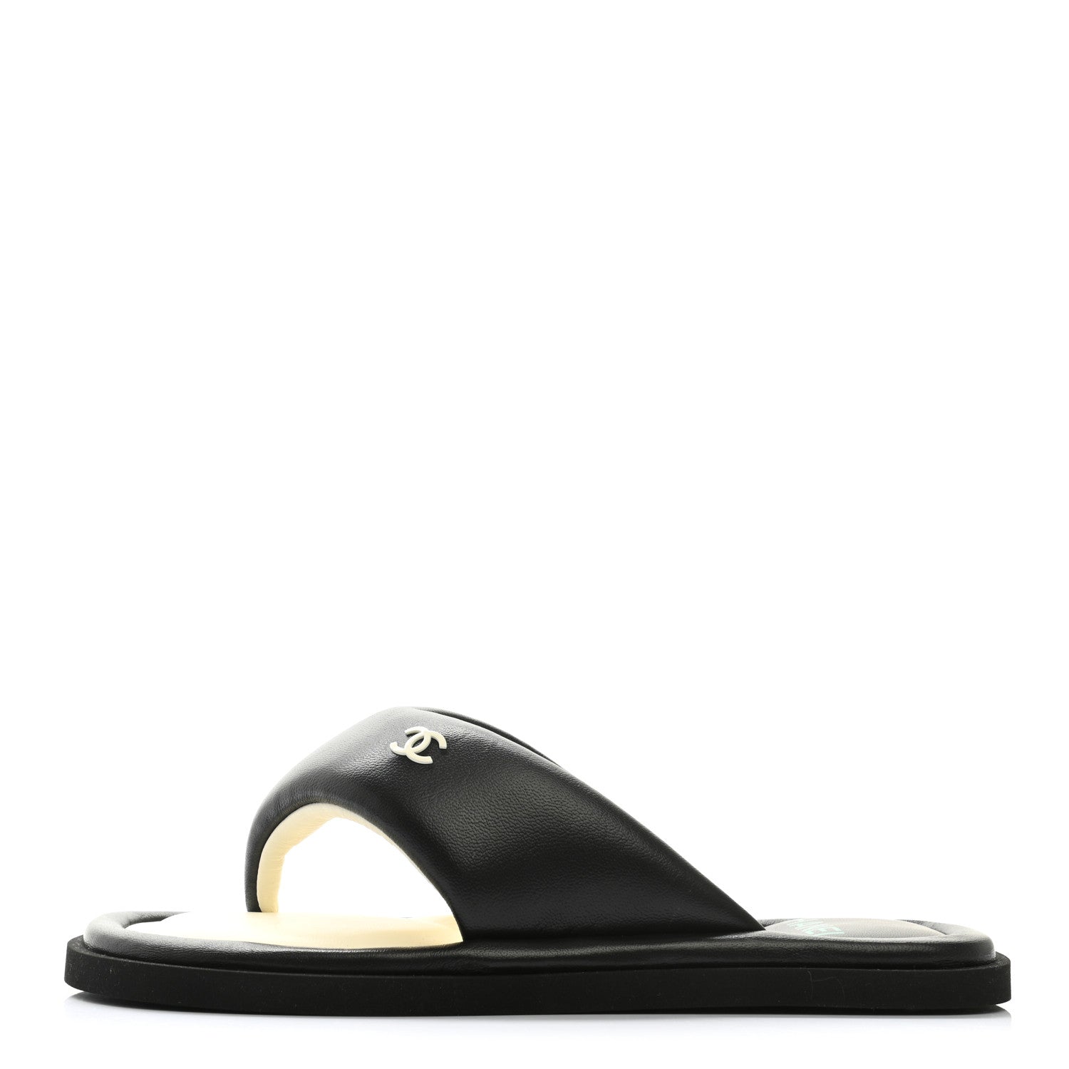 Chanel Lambskin CC Thong Sandals 38 Black 1 of 9