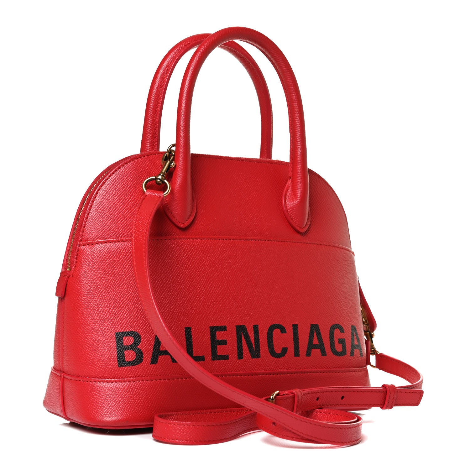 Balenciaga Signature Grained Calfskin Logo S Ville Top Handle Bag Rouge Coquelicot Black 2 of 13