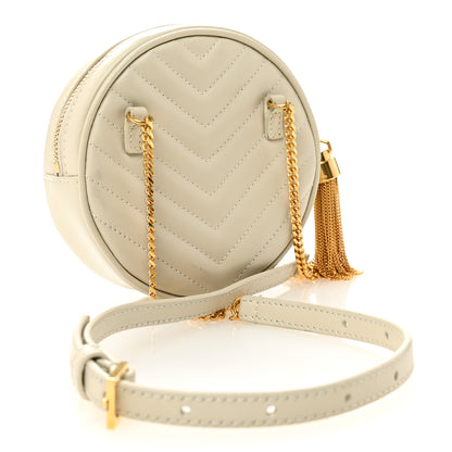Saint Laurent Calfskin Matelasse Chevron Quilted Baby Round Vinyle Belt Bag Blanc Vintage 3 of 10