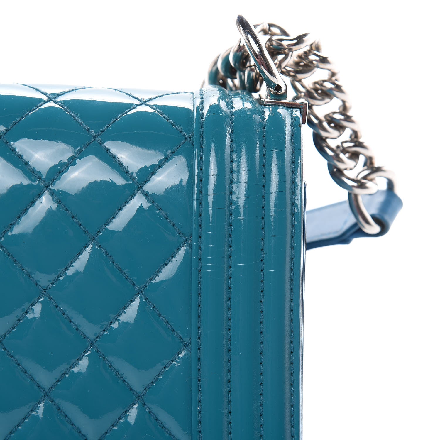 Chanel Patent Calfskin Medium Plexiglass Boy Flap Blue 11 of 20