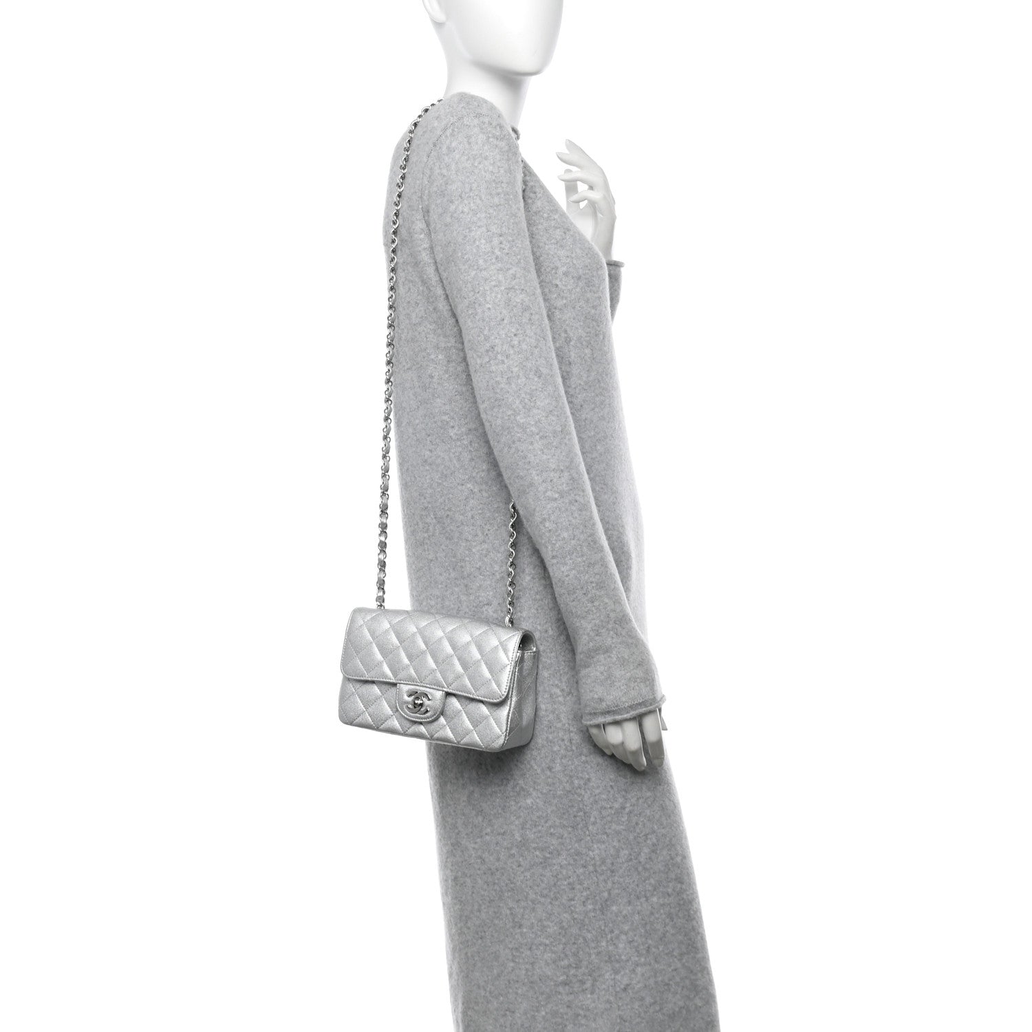 Chanel Metallic Lambskin Quilted Mini Rectangular Flap Silver 2 of 10