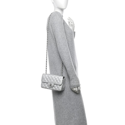 Chanel Metallic Lambskin Quilted Mini Rectangular Flap Silver 2 of 10