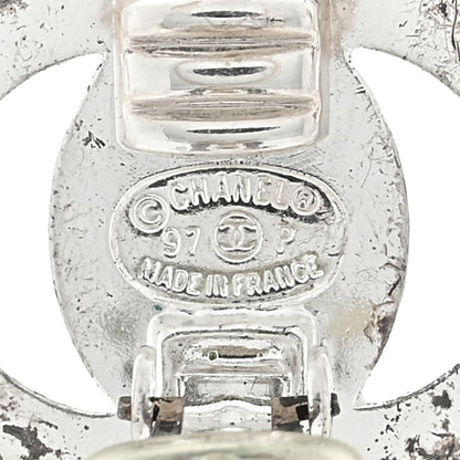 Chanel Crystal CC Turnlock Clip On Earrings Silver 4 of 5
