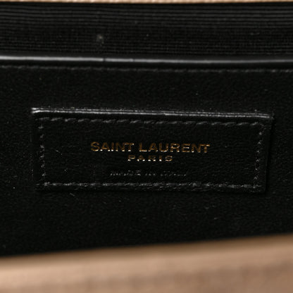 Saint Laurent Grain De Poudre Textured Mixed Matelasse Medium Triquilt Monogram Satchel Dark Beige 6 of 8