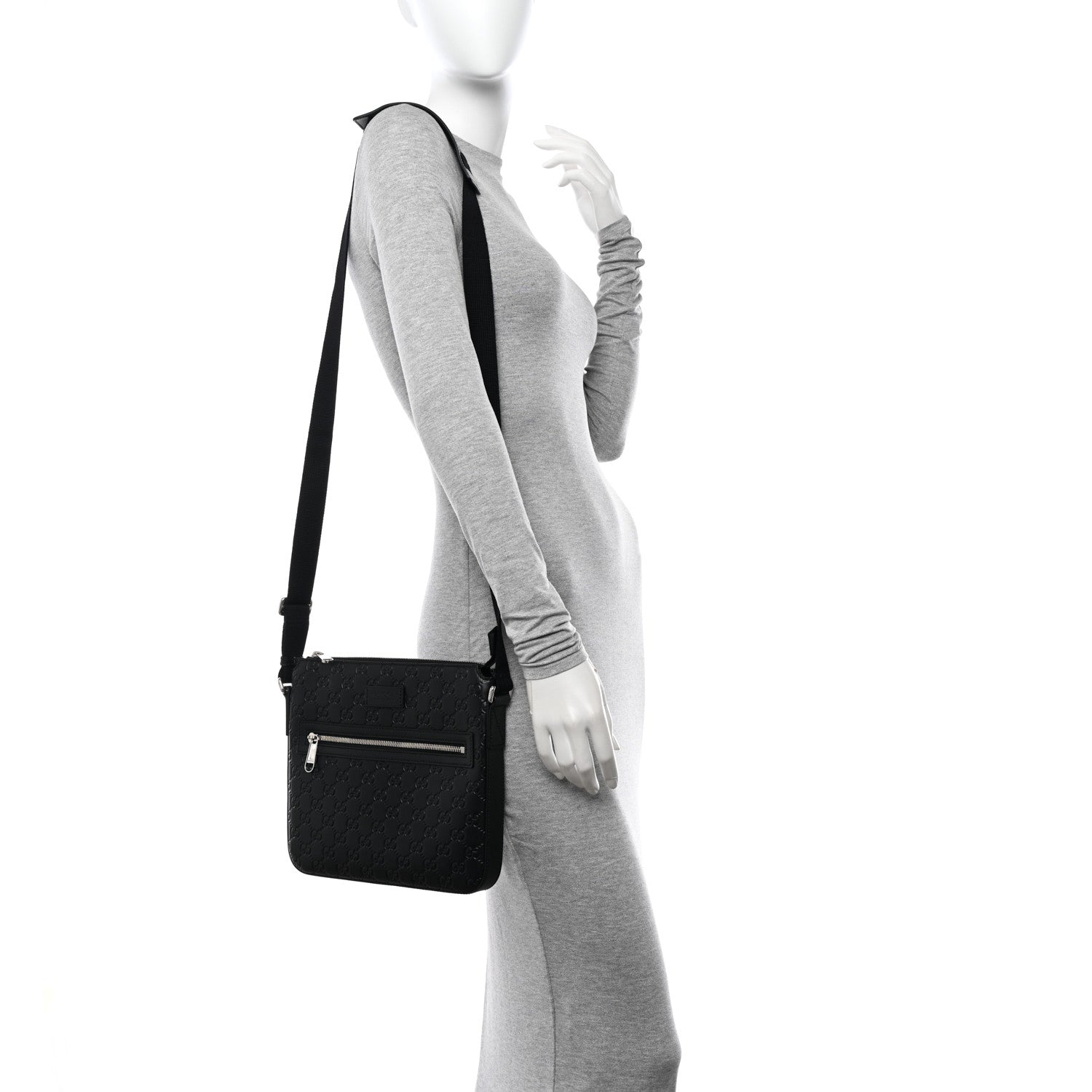 Gucci Guccissima Signature Small Messenger Bag Black 3 of 10