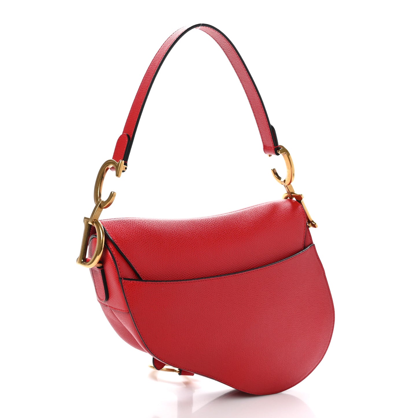 Grained Calfskin Saddle Bag Red