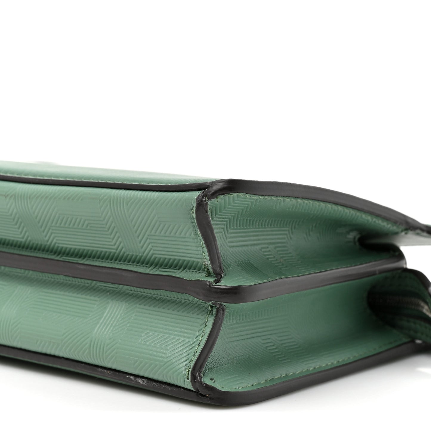 Calfskin Striped Texture FF Peekaboo I See U X Cross Satchel Green Island