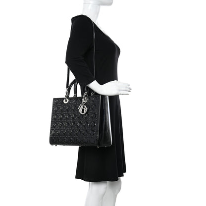 Christian Dior Patent Cannage Large Lady Dior Black 2 of 10