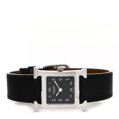 Hermes Stainless Steel Barenia 21mm Heure H Hour Quartz Watch Noir 2 of 4