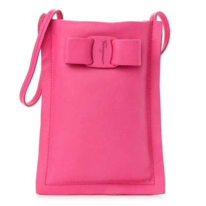 Salvatore Ferragamo Calfskin Viva Bow Phone Pouch Hot Pink 1 of 9
