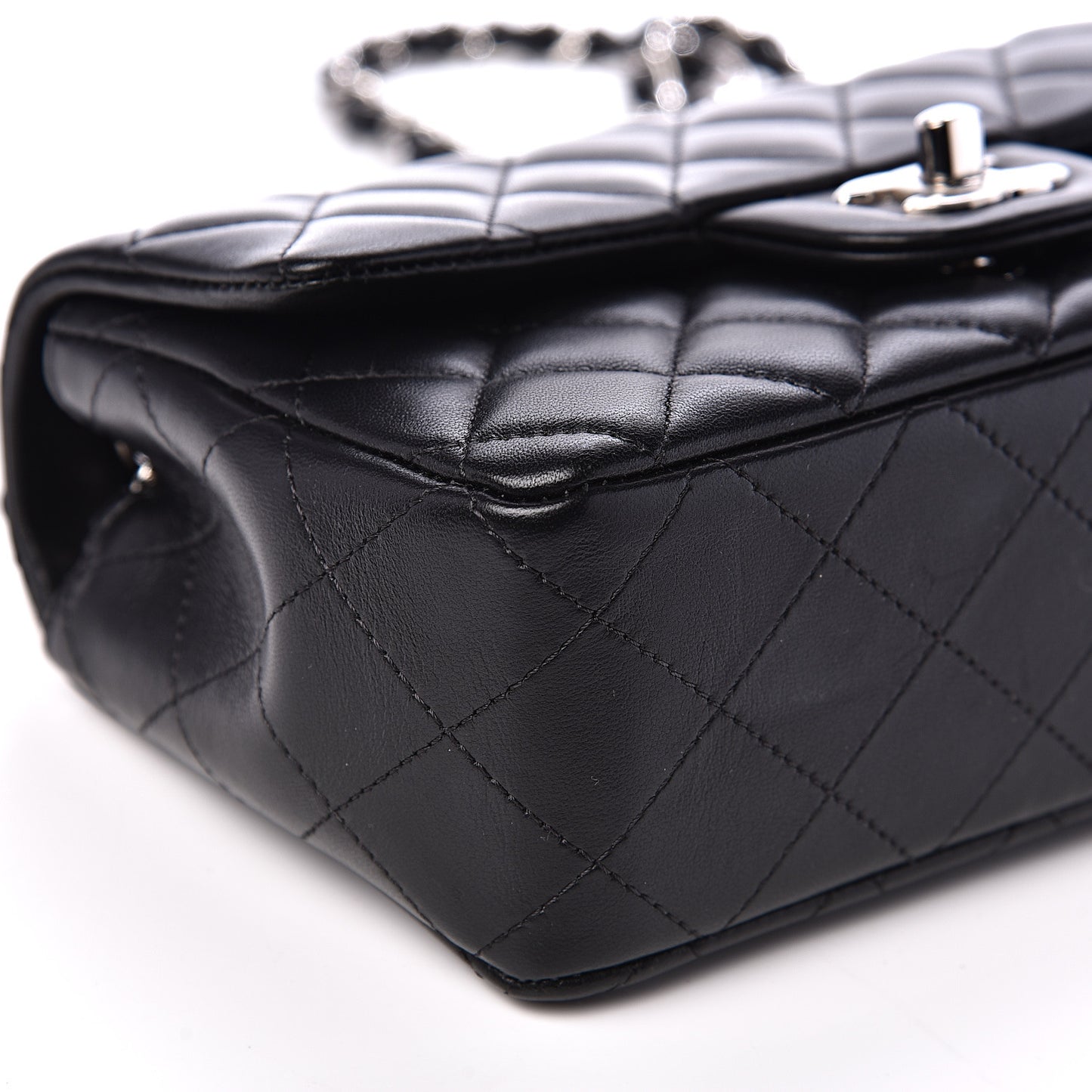 Lambskin Quilted Mini Rectangular Flap Black