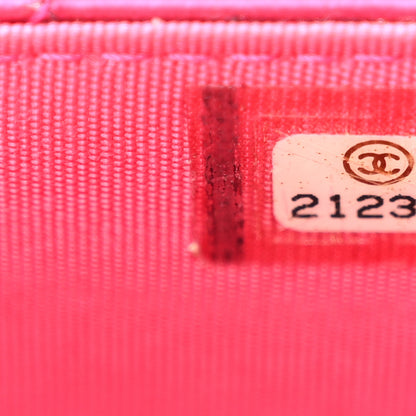 Chanel Metallic Patent Calfskin Quilted Boy Wallet On Chain WOC Fuchsia 7 of 11