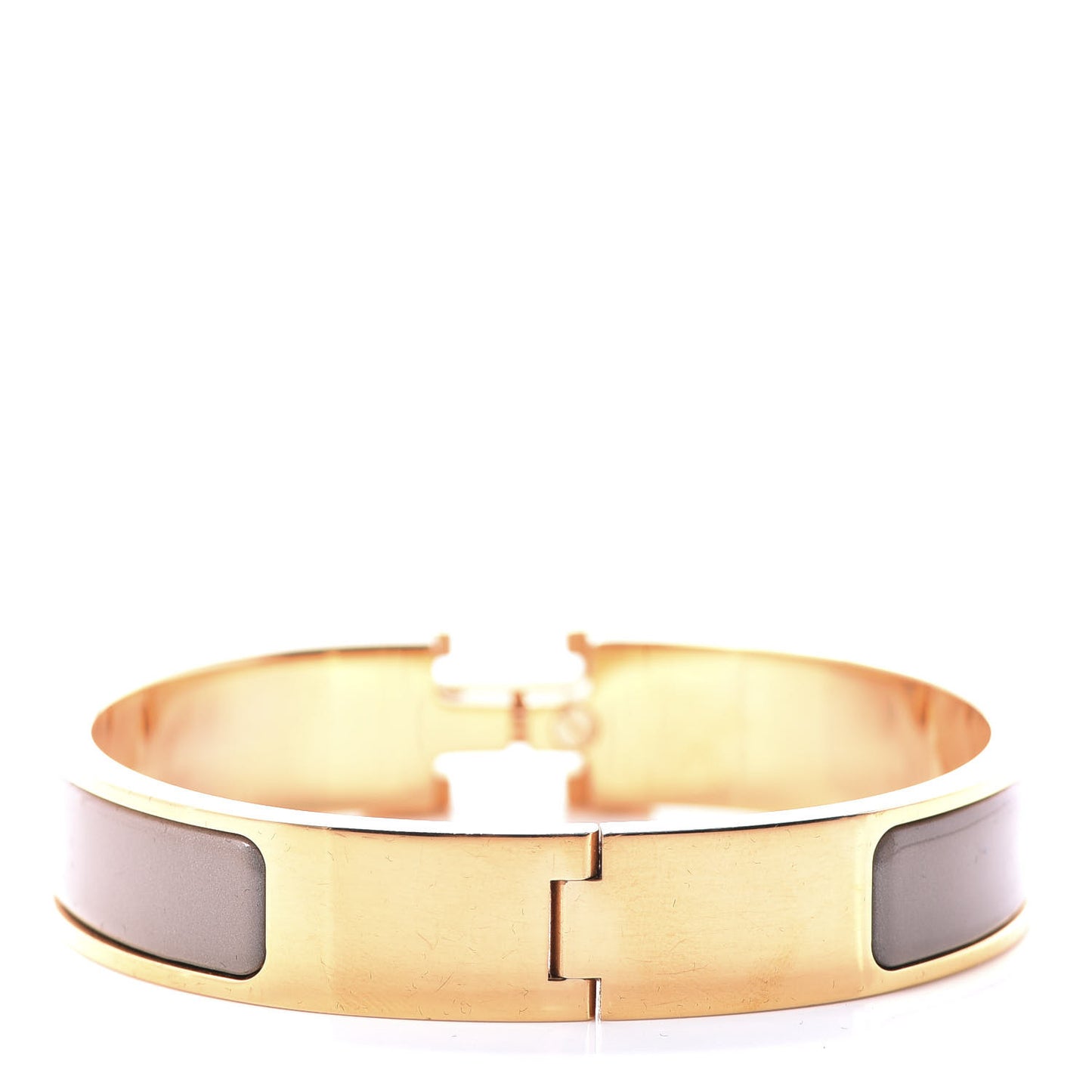 Enamel Clic Clac H Narrow Bracelet PM Marron Glace