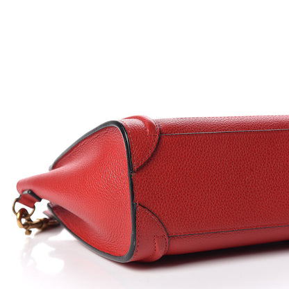 Celine Drummed Calfskin Nano Luggage Red 5 of 13