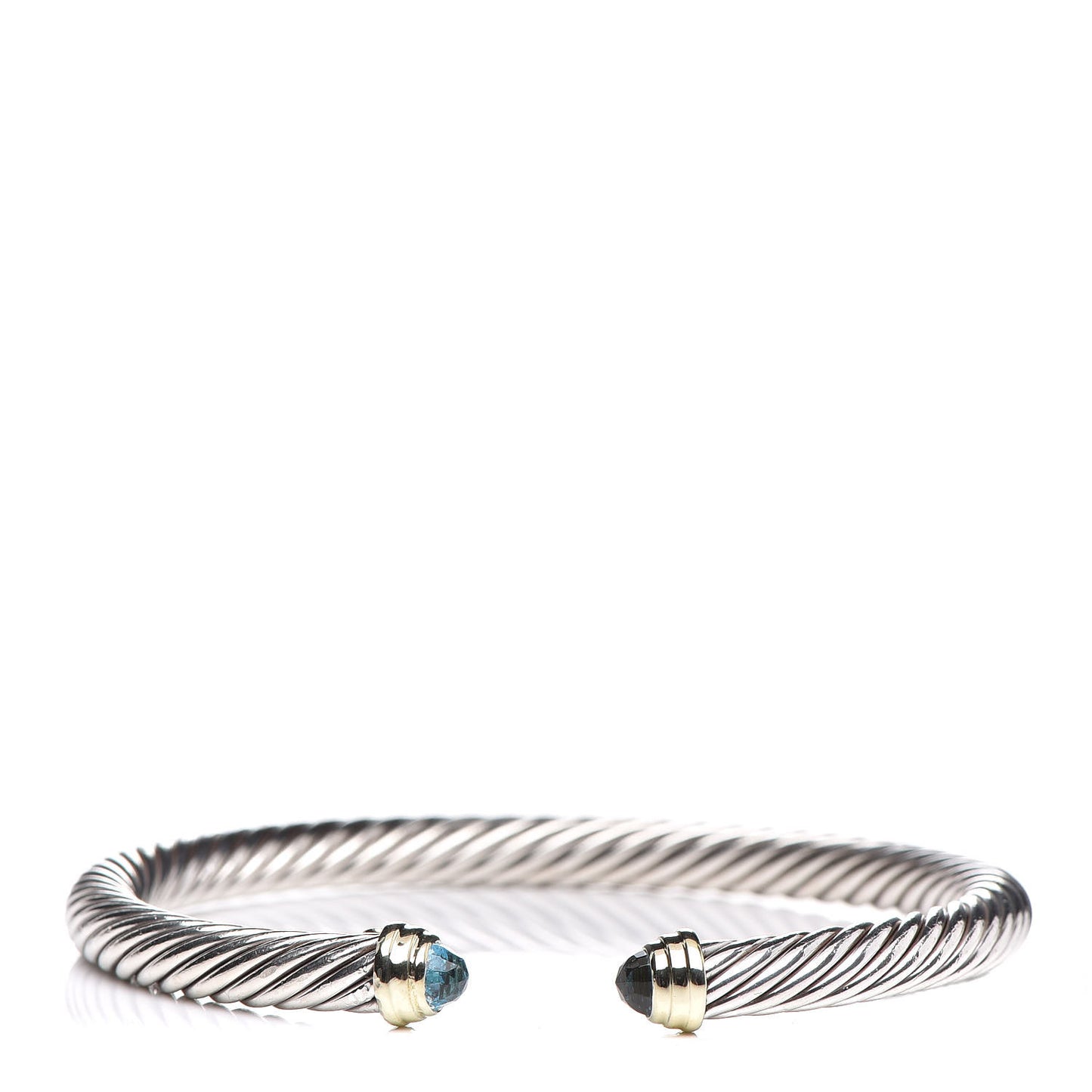 Sterling Silver 14K Yellow Gold Blue Topaz 5mm Cable Classics Petite Color Bracelet