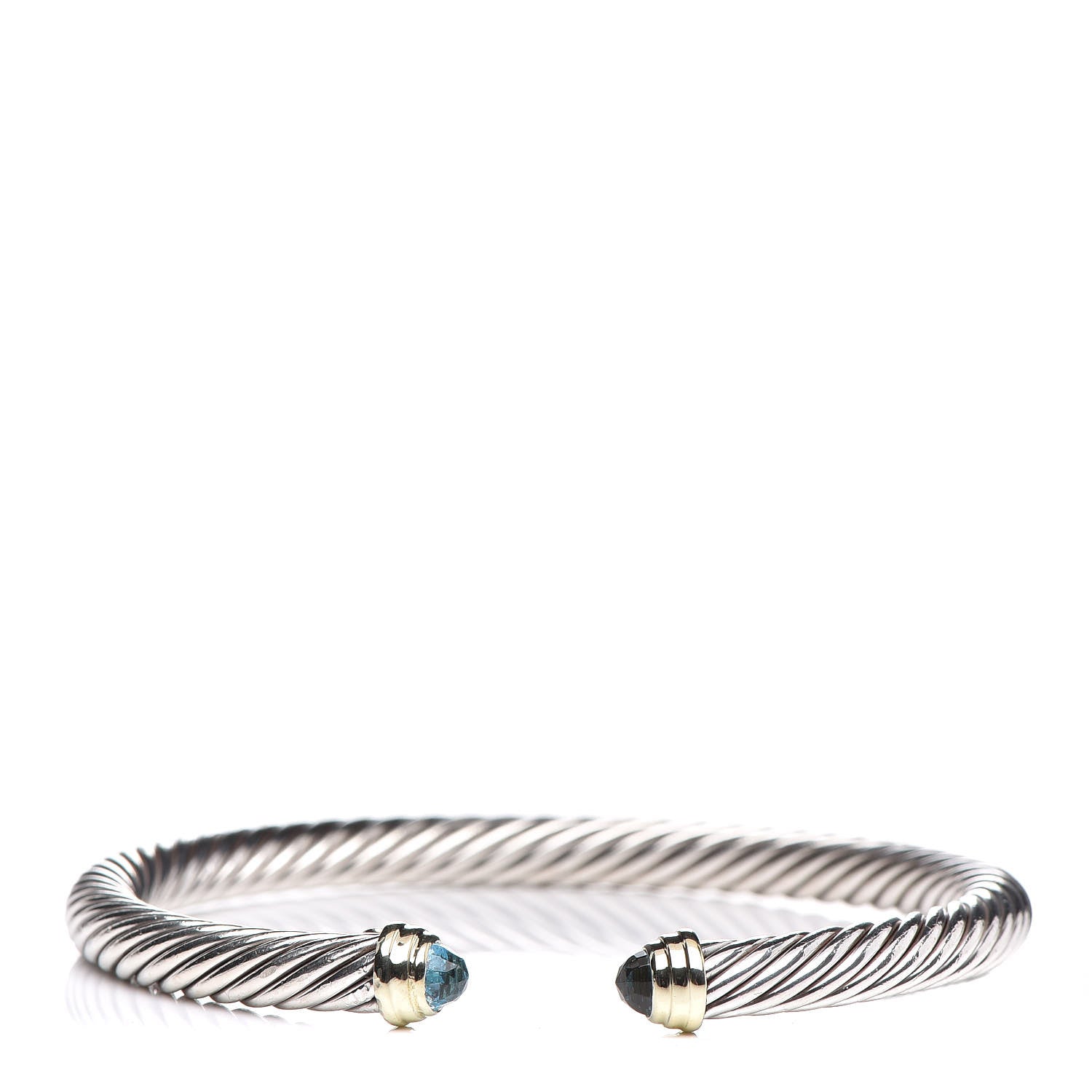 David Yurman Sterling Silver 14K Yellow Gold Blue Topaz 5mm Cable Classics Petite Color Bracelet 1 of 5