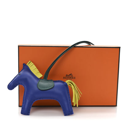 Hermes Milo Lambskin Grigri Rodeo Horse Bag Charm MM Bleu Electrique Malachite Lime 4 of 4