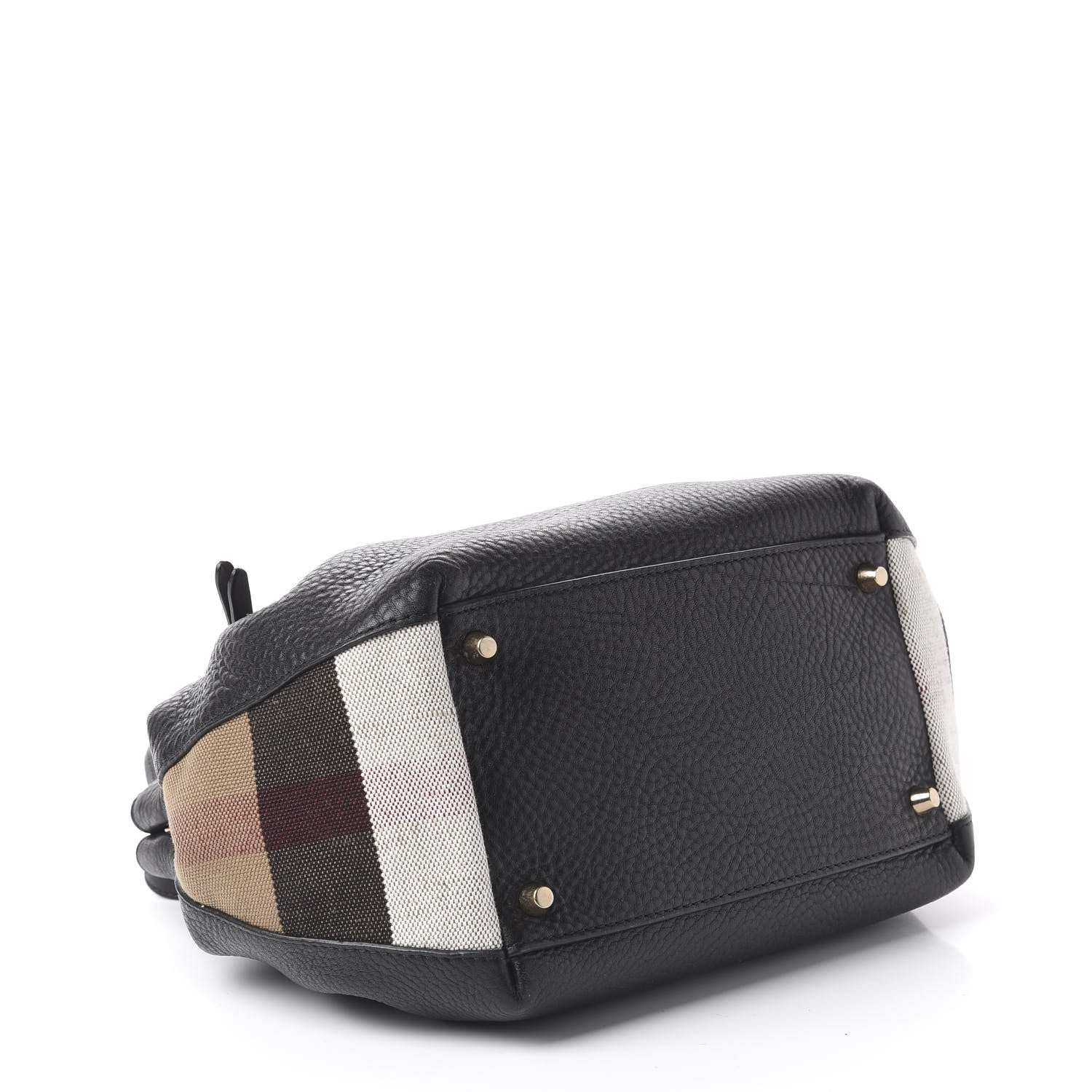 Burberry Grainy Calfskin House Check Small Maidstone Black 3 of 11