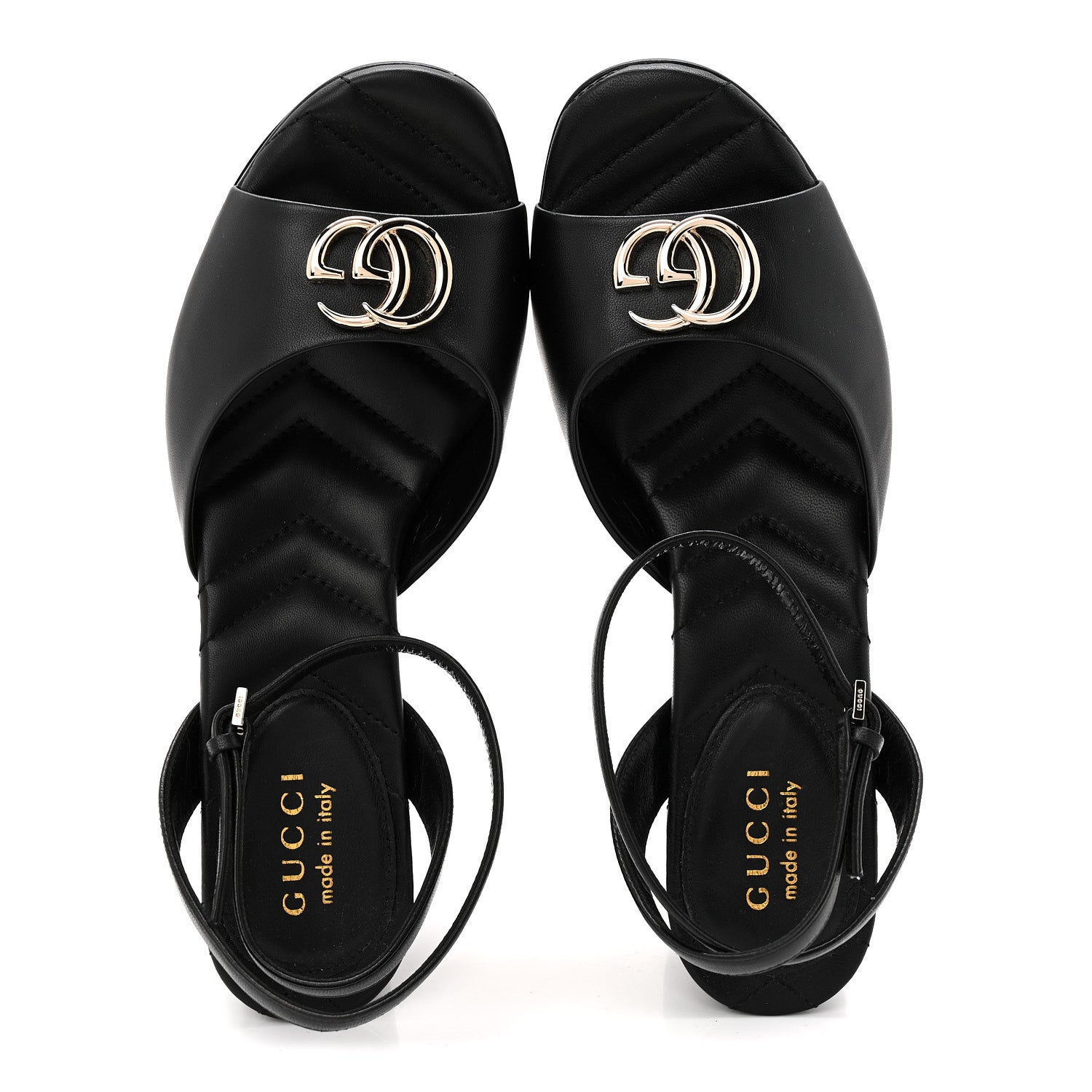 Gucci Calfskin GG Charlotte Ankle Wrap 30/85mm Platform Sandals 37.5 Black 5 of 10