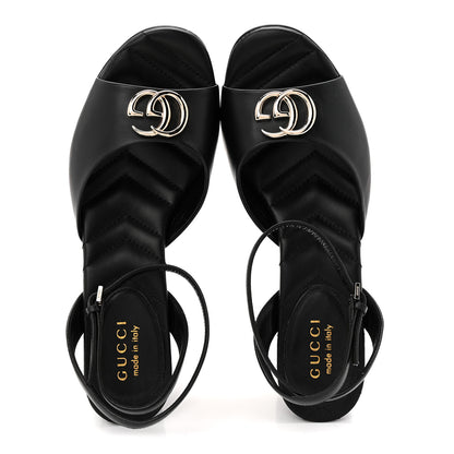 Gucci Calfskin GG Charlotte Ankle Wrap 30/85mm Platform Sandals 37.5 Black 5 of 10