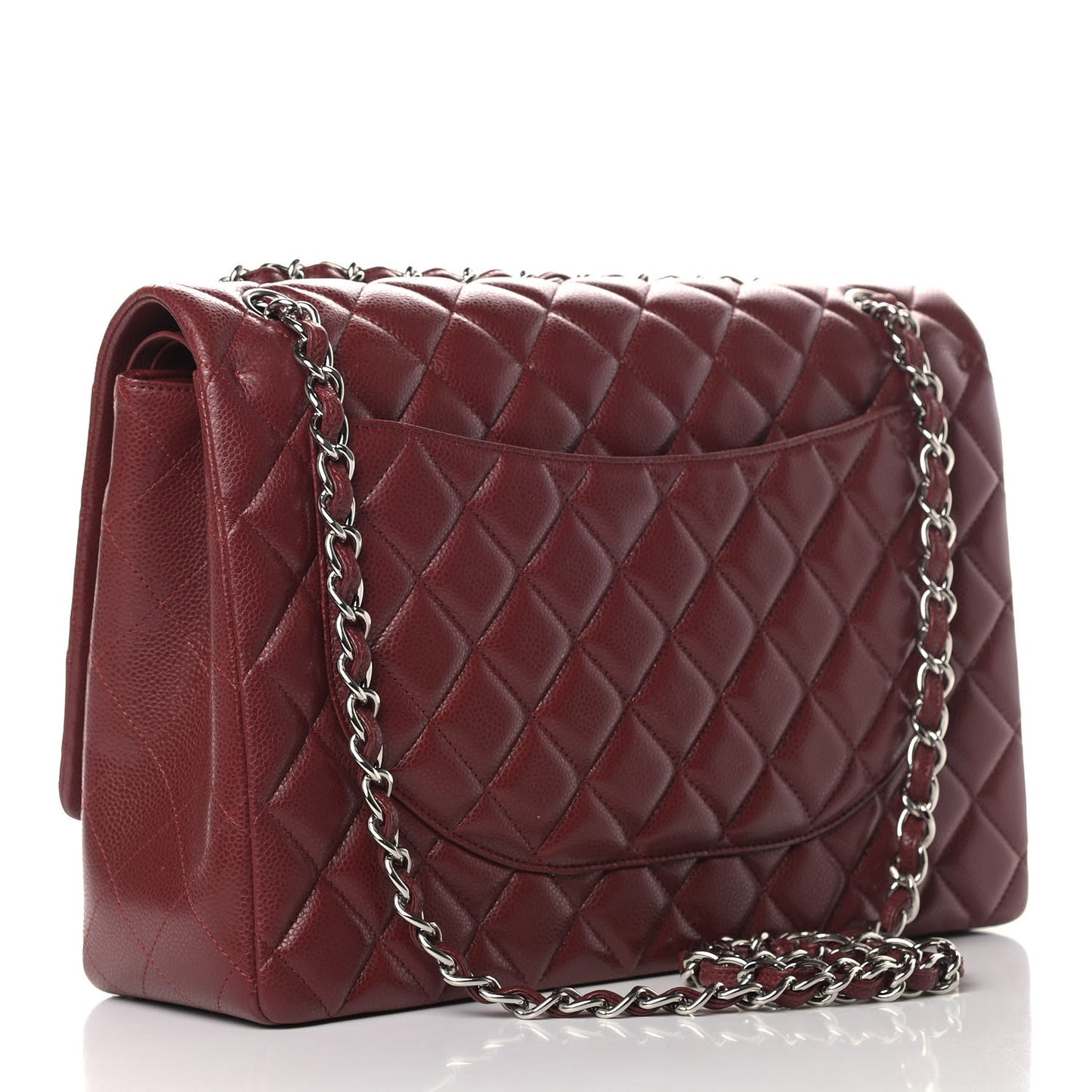 Caviar Quilted Maxi Double Flap Dark Red