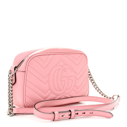 Gucci Calfskin Matelasse Small GG Marmont Chain Shoulder Bag Wild Rose 3 of 12