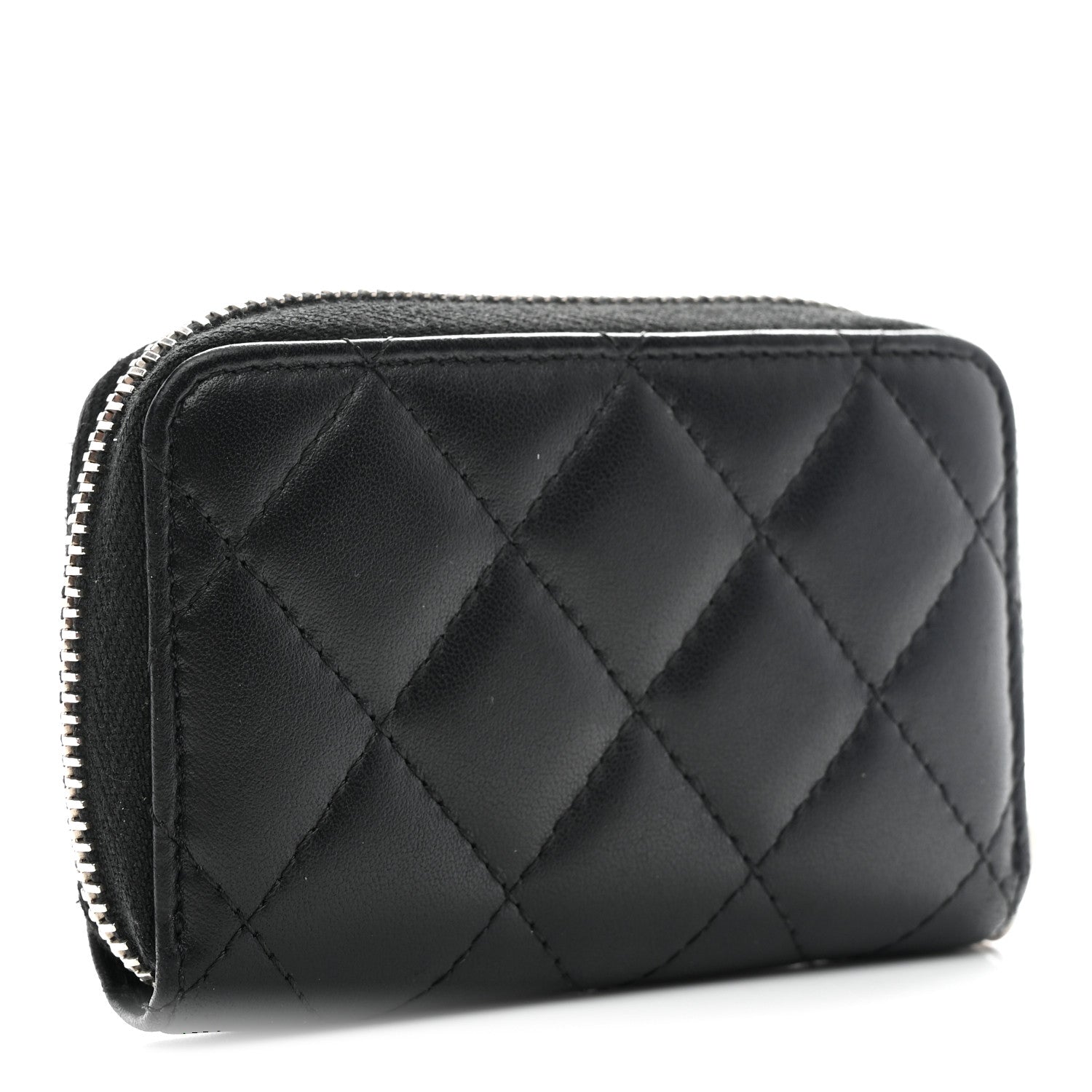 Chanel Lambskin Quilted Zip Coin Purse Black 3 of 7